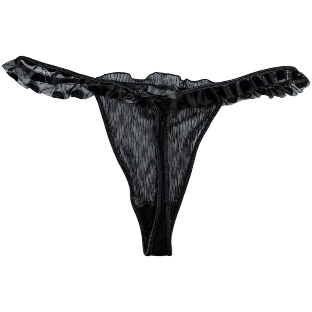 BNWOT 2006 Victoria’s Secret Sexy Little Things Swiss Dot Accordion Pleat Thong - Picture 3 of 5